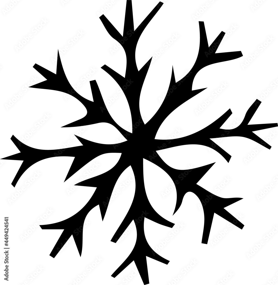Doodle snowflake. Vector illustration of a snowflake in black and white color Doodle snowflake. Vector illustration of a snowflake in black and white color