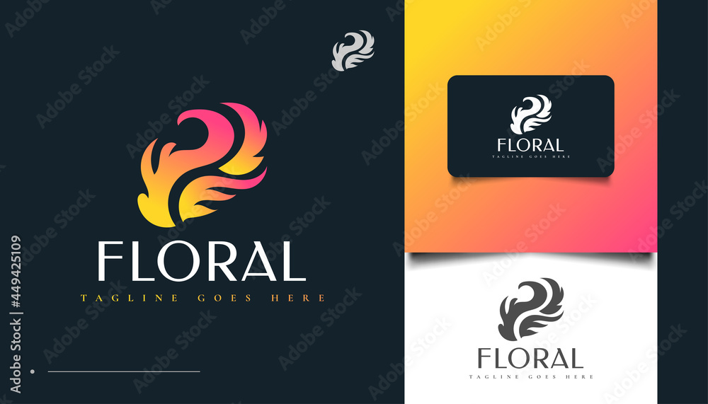 Fototapeta premium Burning Leaf Logo Design in Colorful Gradient
