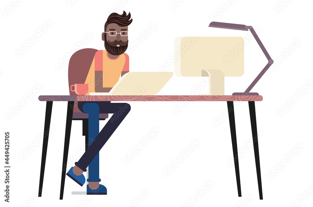 Fototapeta premium Man work at home office