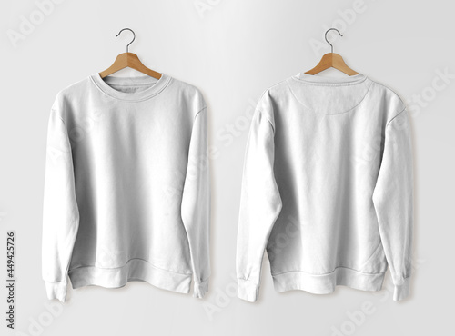 Mockup of empty male sweatshirt for presentation of design and print, front view. Heather textile template with place for logo and pattern. Pullover isolated on a white background. © Rza