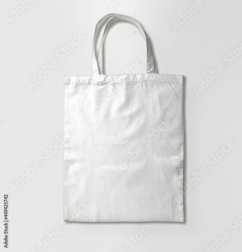 Eco Friendly Beige white Fashion Canvas Tote Bag Isolated on White Background. Reusable Bag for Groceries and Shopping. Design Template for Mock-up. Front View