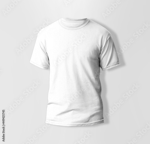 White blank T-shirt template,from two sides, natural shape on invisible mannequin, for your design mockup for print, isolated on white background.
