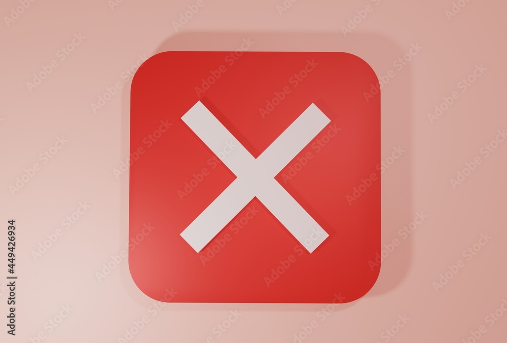 Obraz premium 3D simple and modern false, wrong answer icon isolated on white background 