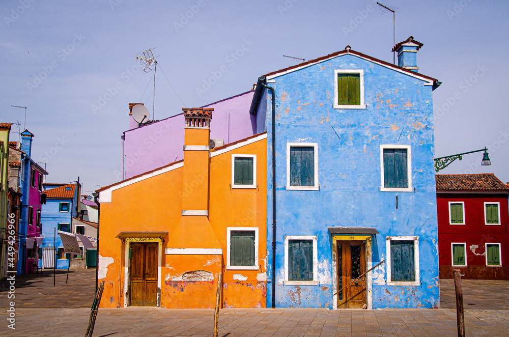 Colorful houses in Bruno, Venice, Italy