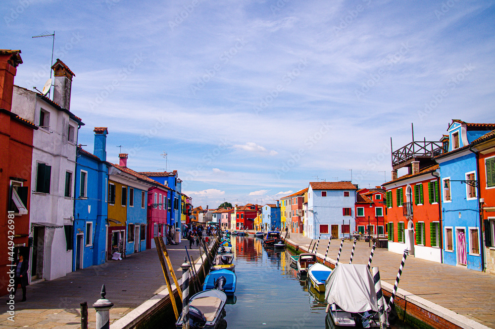 Colorful houses in Bruno, Venice, Italy