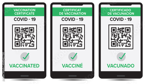 vaccine covid-19 passport card qr code design vector