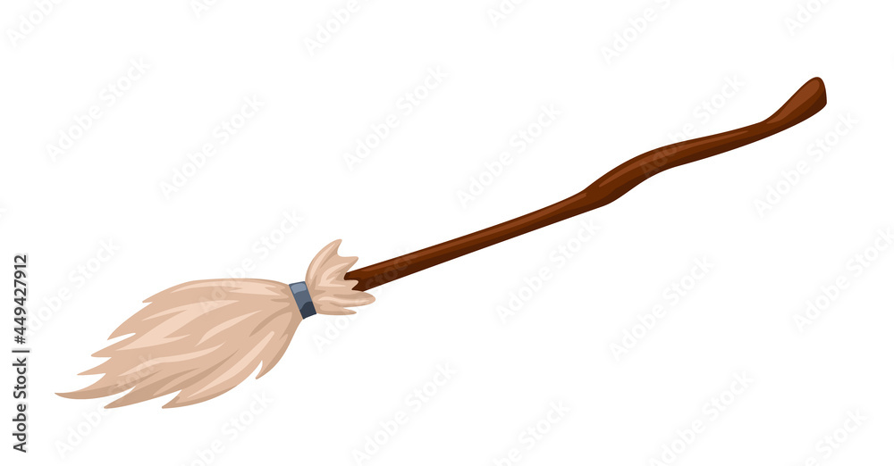 Halloween symbol icon vector. A broom made of twigs on a long wooden handle. Vector illustration. Halloween symbol icon vector. A broom made of twigs on a long wooden handle. Vector illustration.