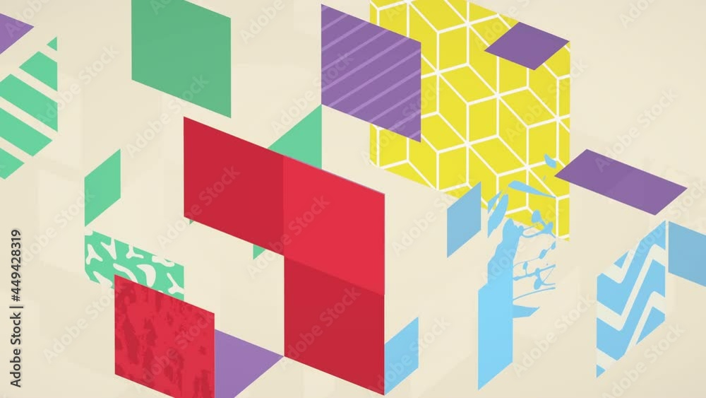 isometric Cube with textures and glitch effect background. Seamless loop 3D render animation isometric Cube with textures and glitch effect background. Seamless loop 3D render animation