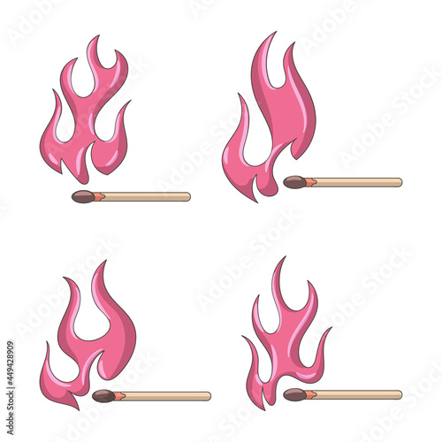 Flaming matches Colored vector illustration with simple hand drawn sketching style