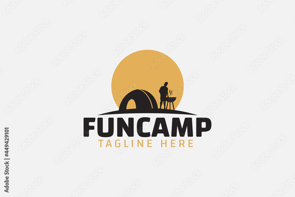Fun camp logo vector graphic for any business especially for outdoor activity, holiday, trip, travelling, sport, adventure, etc. Fun camp logo vector graphic for any business especially for outdoor activity, holiday, trip, travelling, sport, adventure, etc.