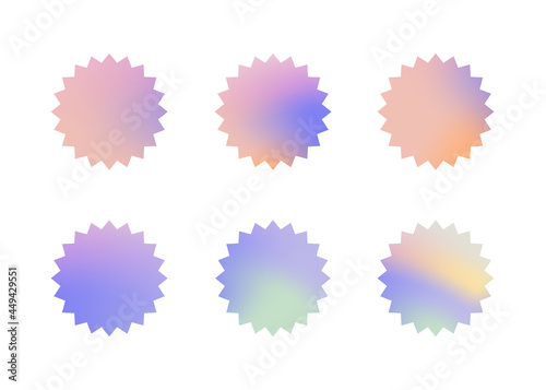 Circle holographic gradients set, spherical buttons.