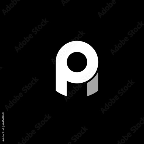 P A monogram Logo. Typographic logo with letter P and letter A on one. Minimalist Simple style lettering icon with decorative swirl in white and gray color isolated on black background.