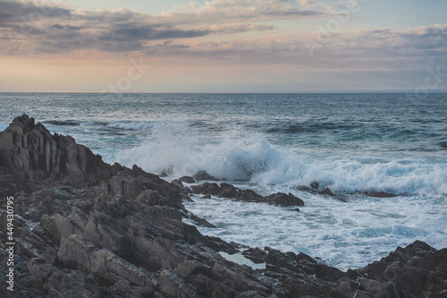 Dramatic scene with Sea waves crashing on rocks