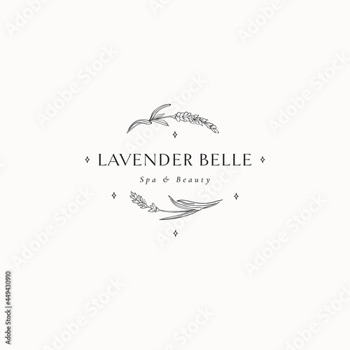 Floral Mystic Logo Design. Handdrawn blossom herbs