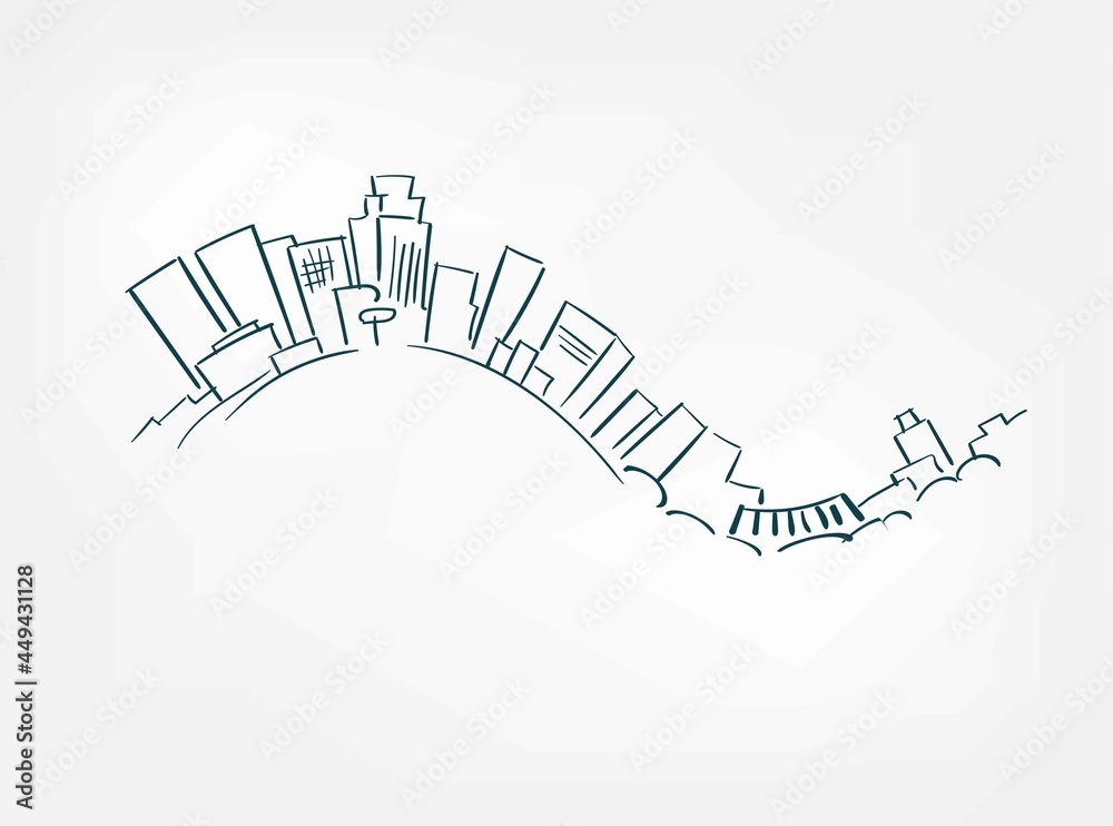 arc city vector sketch isolated simple design element