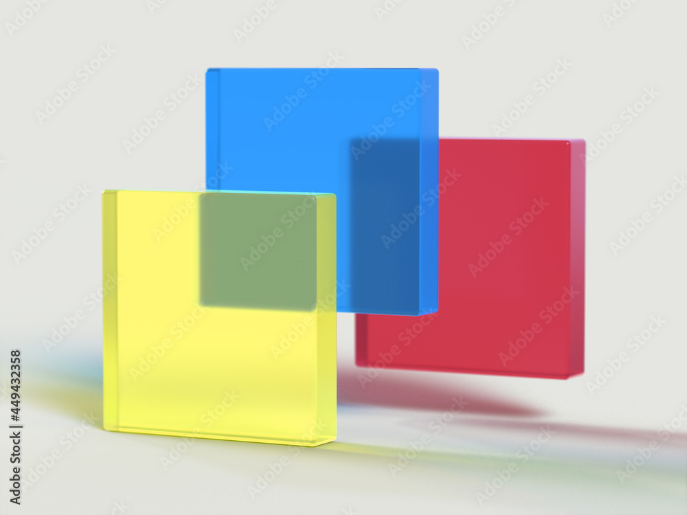 3D rendered shapes in yellow, blue and red colors. Illustration for avant-garde decorations, colorful shapes, or conceptual minimalism. Visualization for geometry and abstract objects. 3D rendered shapes in yellow, blue and red colors. Illustration for avant-garde decorations, colorful shapes, or conceptual minimalism. Visualization for geometry and abstract objects.
