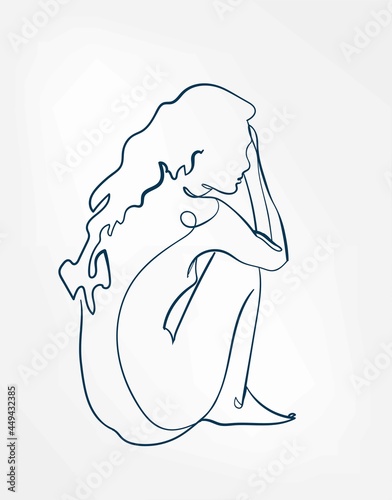 body girl line art single line isolated vector illustration abstract