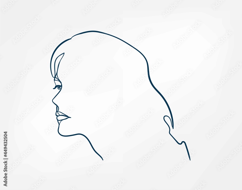 face girl line art single line isolated vector illustration abstract