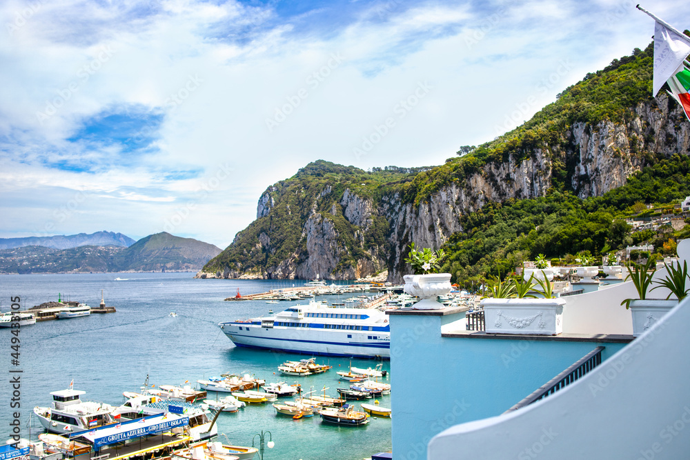 Fototapeta premium Morning light in the marina of a European Island