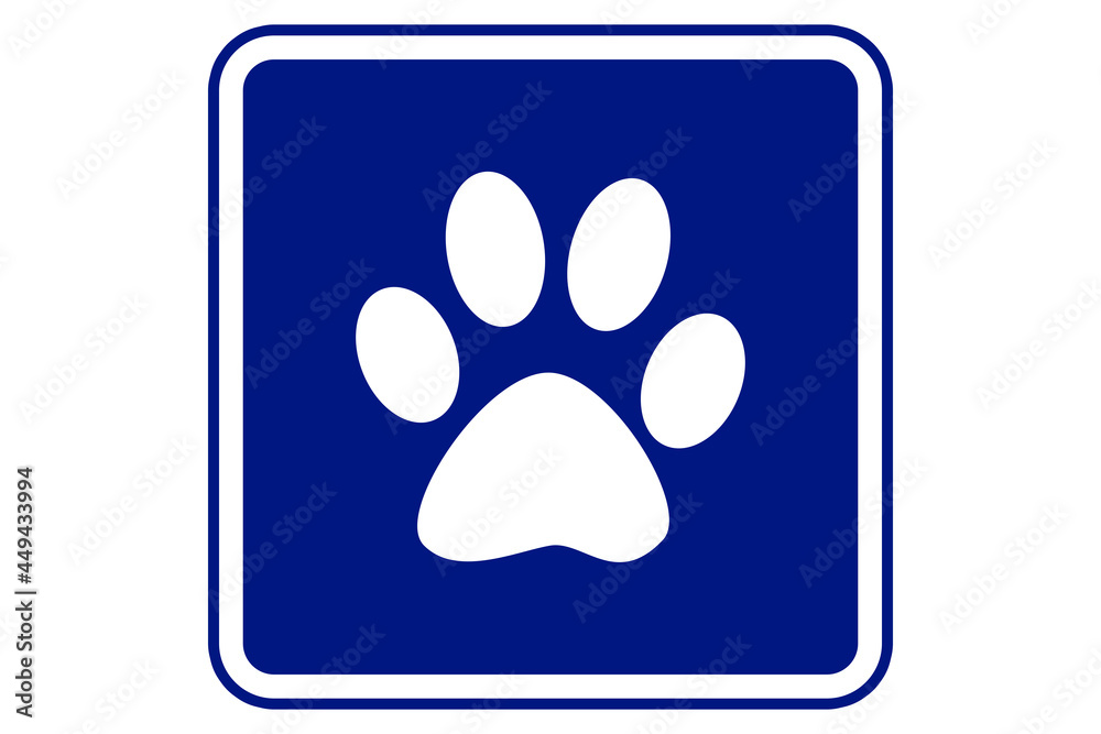 Illustration of a footprint of a pet blue background Illustration of a footprint of a pet blue background