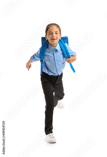 Running little schoolgirl o...