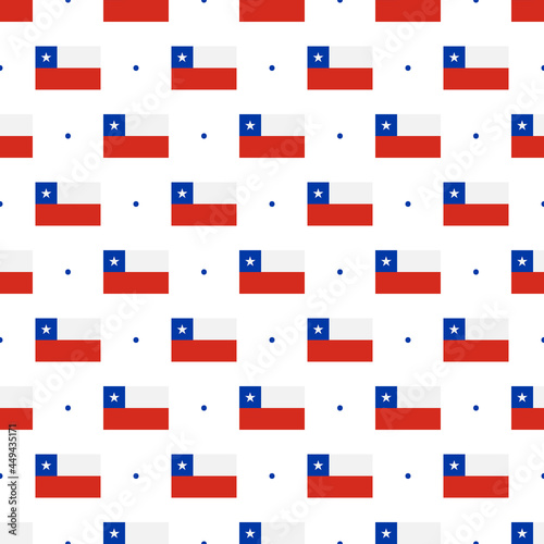 Small Chile flags and dots vector seamless pattern background for Independence Day, national holidays design. 