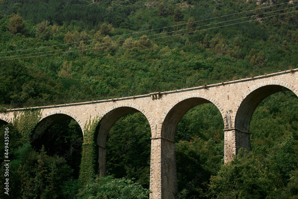 old brick bridge viaduct in the woods