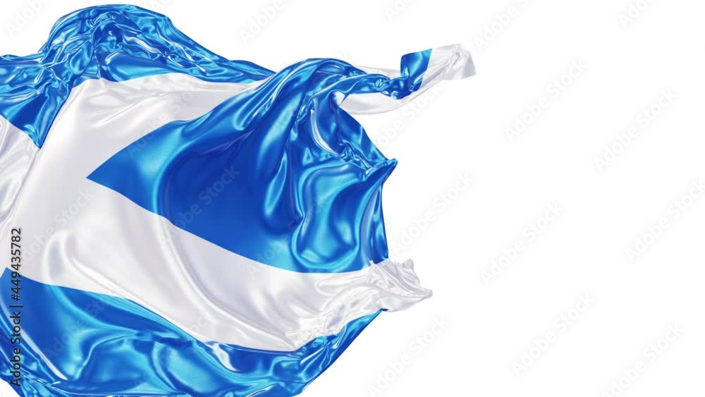 Realistic 3D animation of the national flag of Scotland as fly away opener rendered in UHD with alpha matte Realistic 3D animation of the national flag of Scotland as fly away opener rendered in UHD with alpha matte