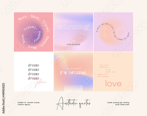 Social media gradient aesthetic quotes template collection