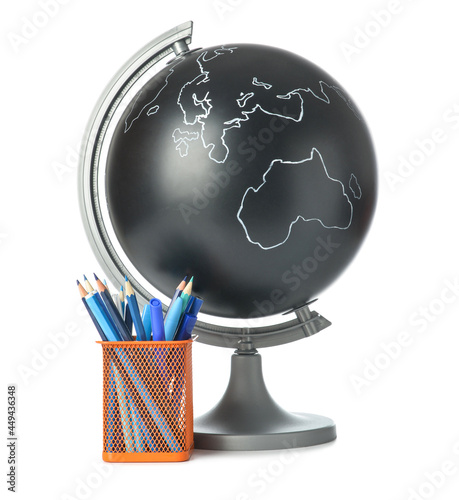 Black chalkboard globe with...