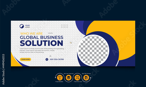 Corporate business agency web banner digital marketing agency social media facebook cover photo design with creative shape template