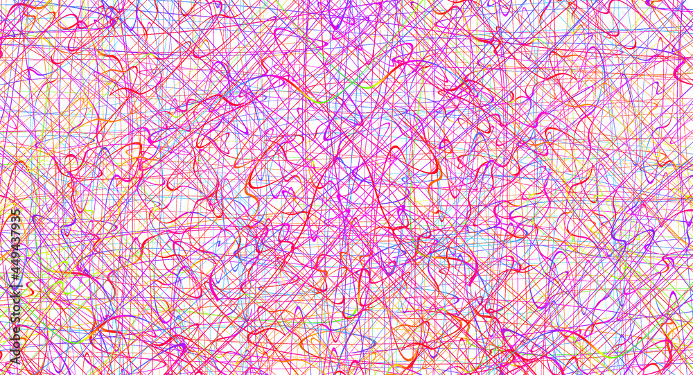 Fototapeta premium Colorful chaotic lines background. Hand drawn lines. Tangled chaotic pattern. Vector illustration.