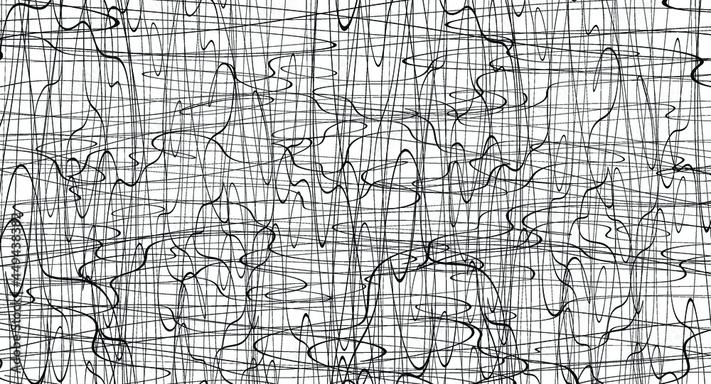 Fototapeta premium Black chaotic lines background. Hand drawn lines. Tangled chaotic pattern. Vector illustration.