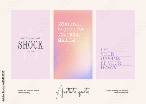 Social media story gradient aesthetic quotes template collection