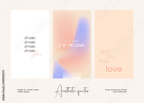 Social media story gradient aesthetic quotes template collection