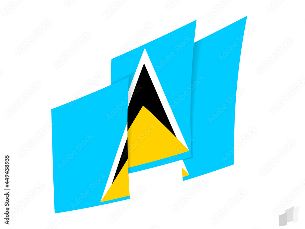 Saint Lucia flag in an abstract ripped design. Modern design of the Saint Lucia flag. Saint Lucia flag in an abstract ripped design. Modern design of the Saint Lucia flag.