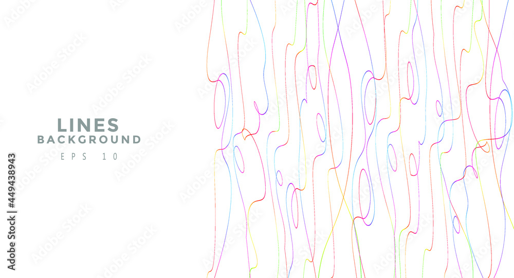 Fototapeta premium Colorful chaotic lines background. Hand drawn lines. Tangled chaotic pattern. Vector illustration.