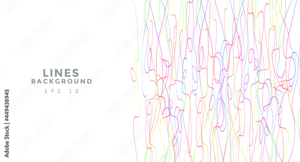 Naklejka premium Colorful chaotic lines background. Hand drawn lines. Tangled chaotic pattern. Vector illustration.