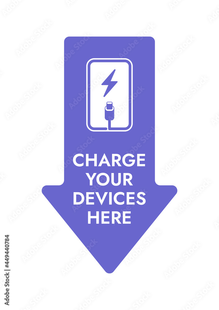 Vector Arrow Sticker - Charge your devices here. Easy editable amethyst color information poster - Free charge. Vector Arrow Sticker - Charge your devices here. Easy editable amethyst color information poster - Free charge.