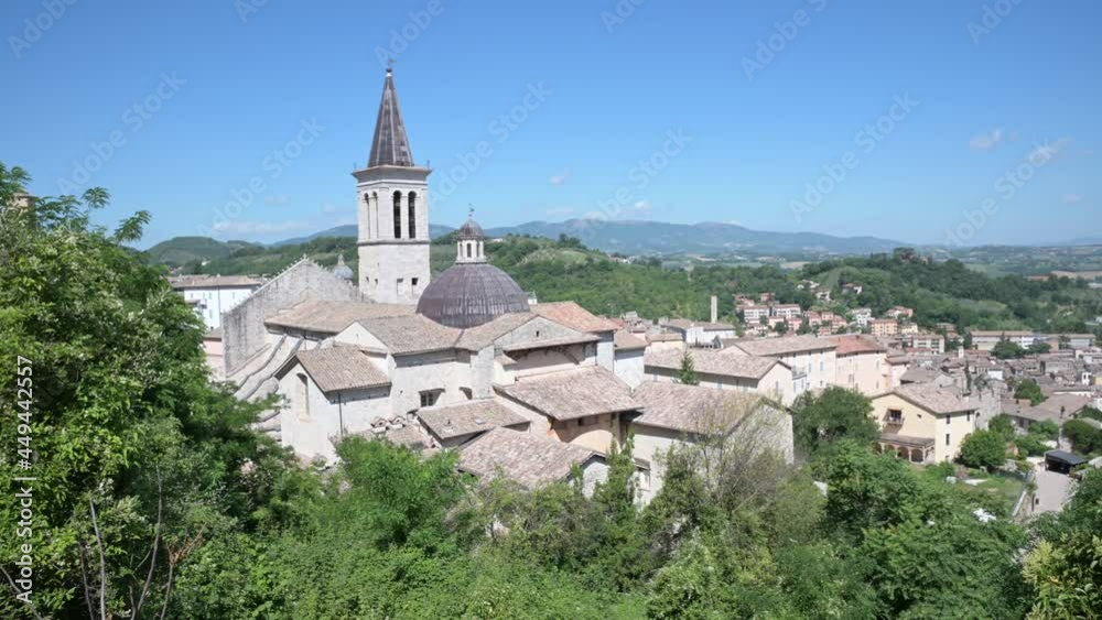 Beautiful aerial view of the historic center of Spoleto, Italy, on a sunny day Beautiful aerial view of the historic center of Spoleto, Italy, on a sunny day
