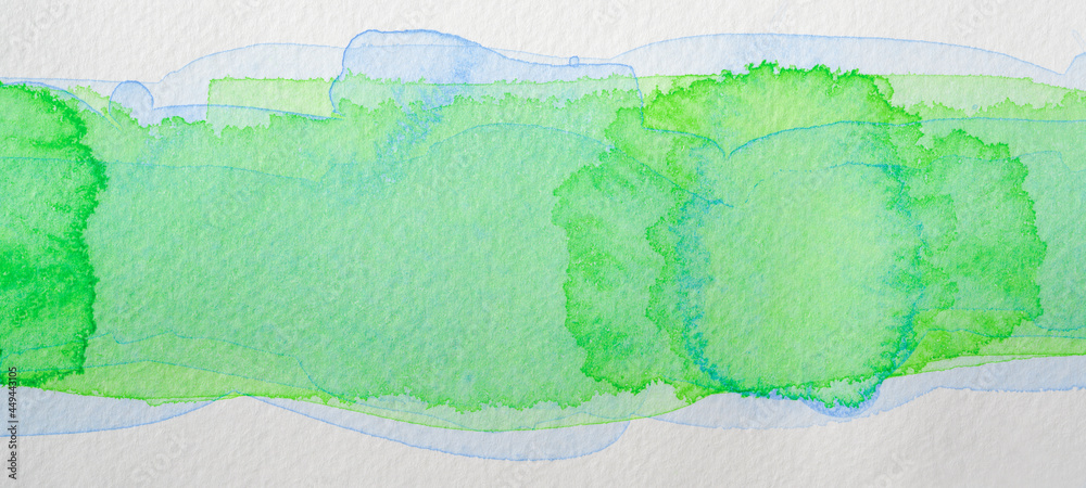 Watercolor texture stripe band green on paper. Watercolor texture stripe band green on paper.