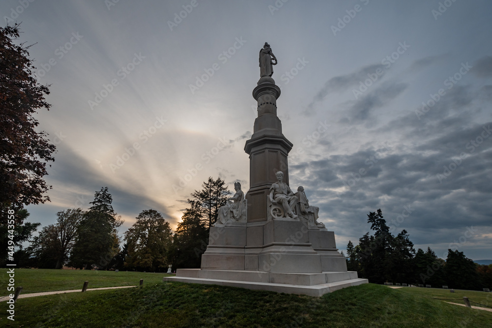 Sunset At Gettysburg National Cemetery, Pennsylvania USA