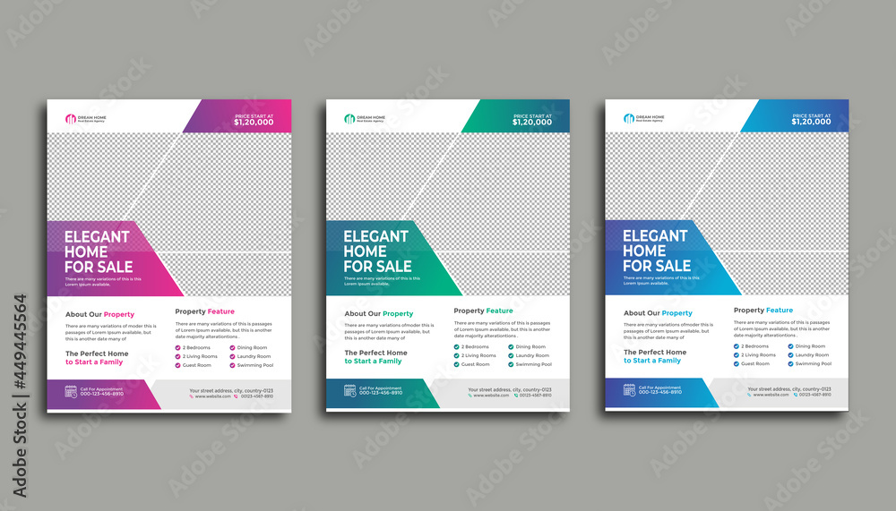 Marketing promotional creative unique & modern real estate flyer poster design template in A4 size with color