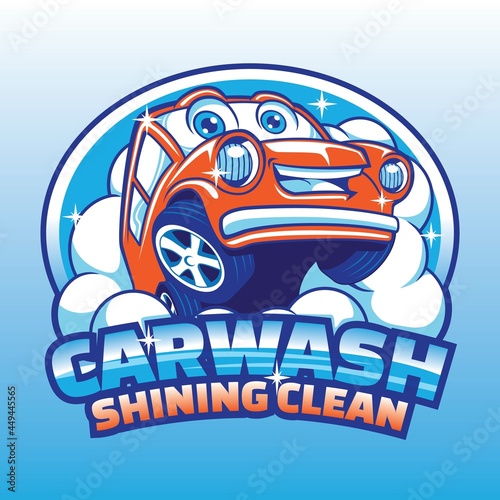 Carwash Cartoon Mascot Logo Design