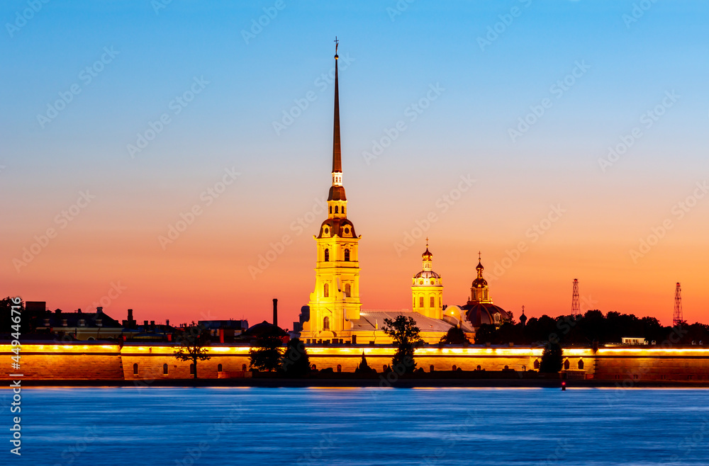 Peter and Paul cathedral at white night, Saint Petersburg, Russia