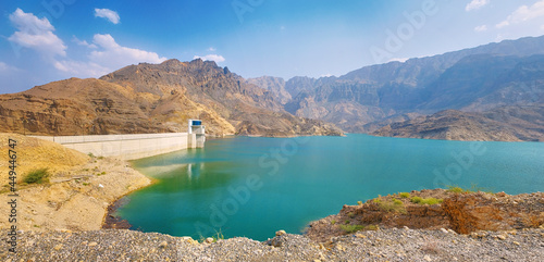 Fototapeta Naklejka Na Ścianę i Meble -  Panoramic view of wadi Dayqah dam, Oman tourism.