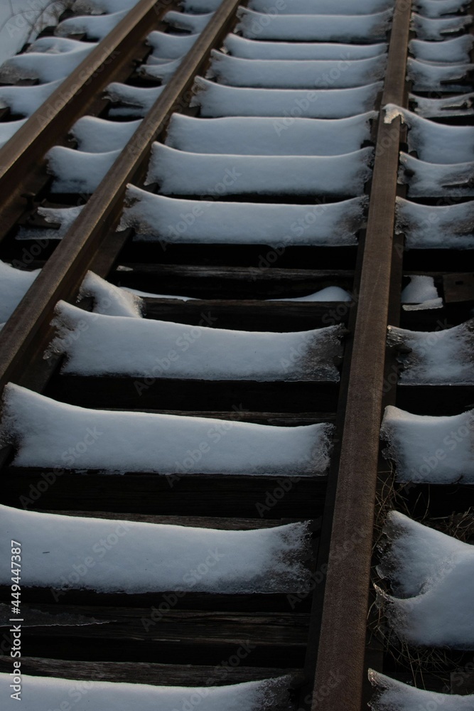 Railroad Tracks in Winter, York County, Pennsylvania, USA