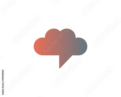 Abstract gradient cloud with lightning, speech bubble logo design concept. Creative chat, support, communication icon symbol logotype in minimalist style.