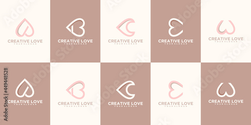 creative alphabet logo with love or heart concept