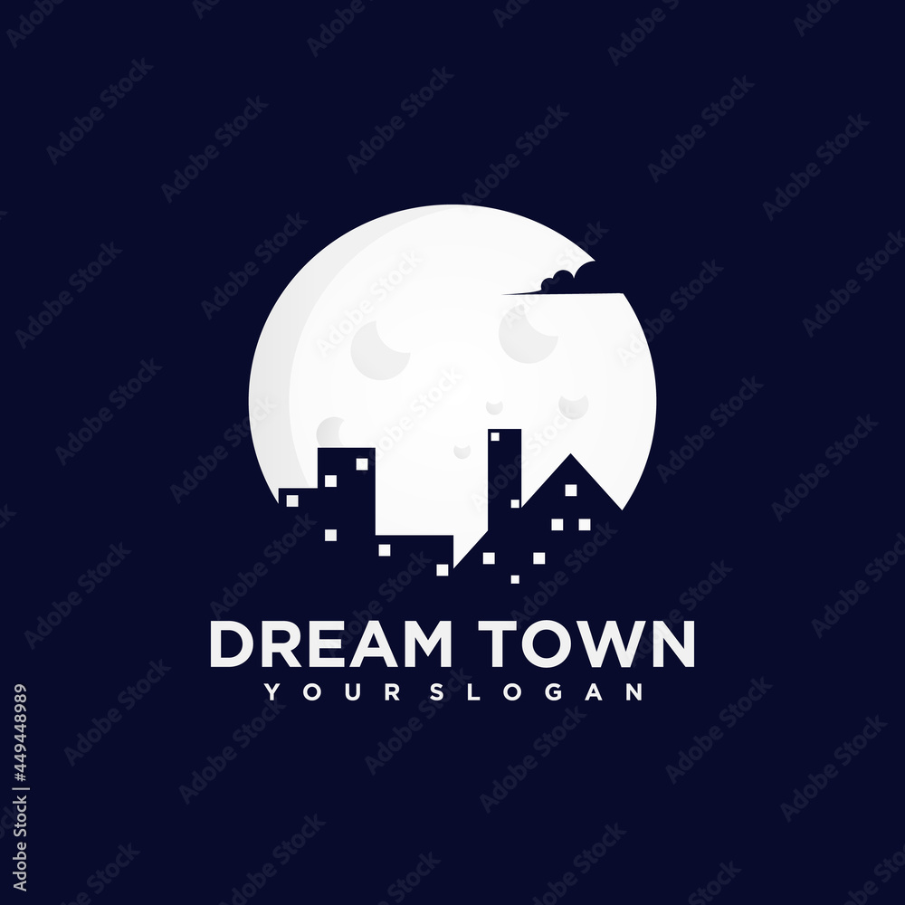 dream town, night town, creative logo reference